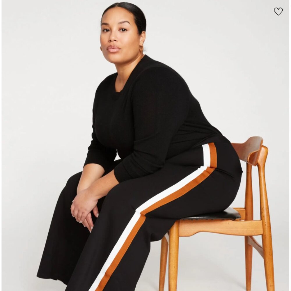 NWT – Black Stephanie Wide Leg Stripe Tuxedo Pants